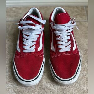 Vans Old Skool Low Red White Lace Up Skate Sneakers Men’s Size 10